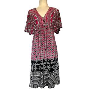 London Times Y2K Babydoll Dress Sz 6 Festival Indie Boho Geometric Retro Bold